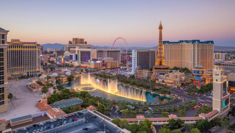 Aerial view of Las Vegas strip in Nevada