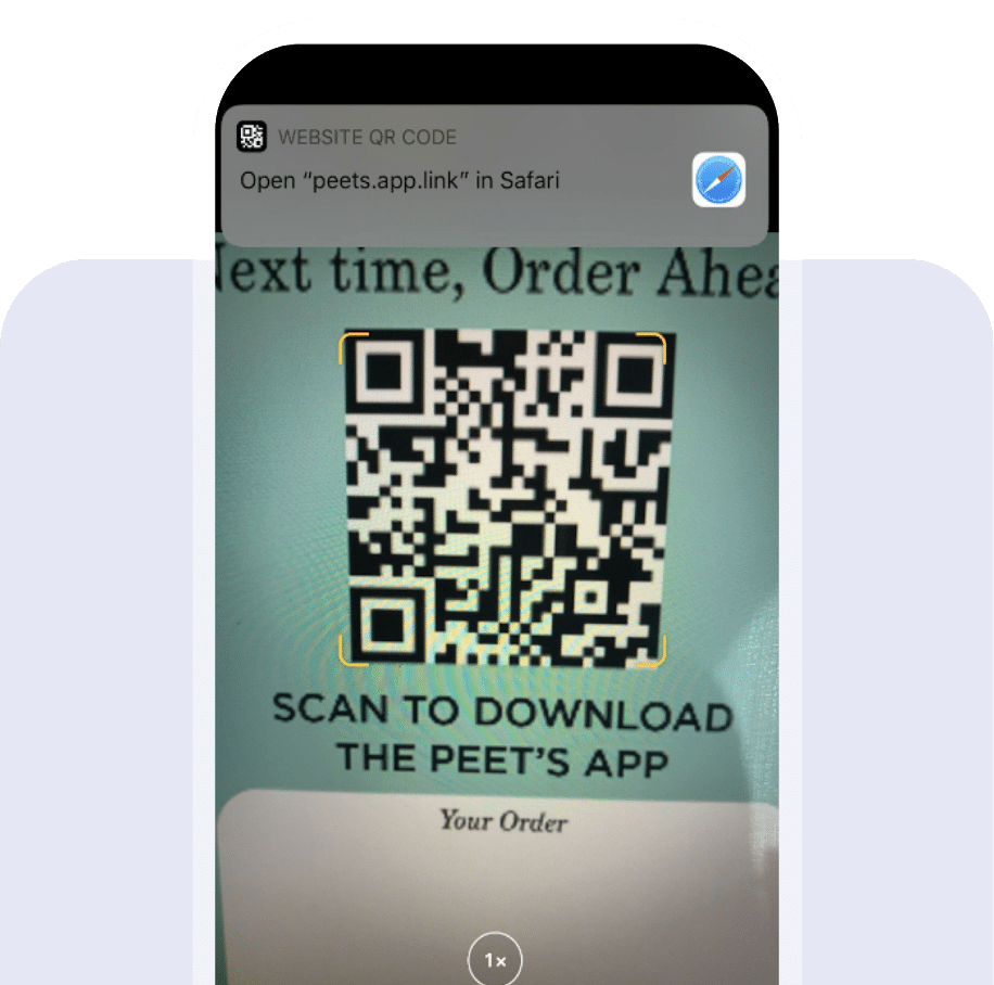 Image of a scannable QR code to download the Peet's app.