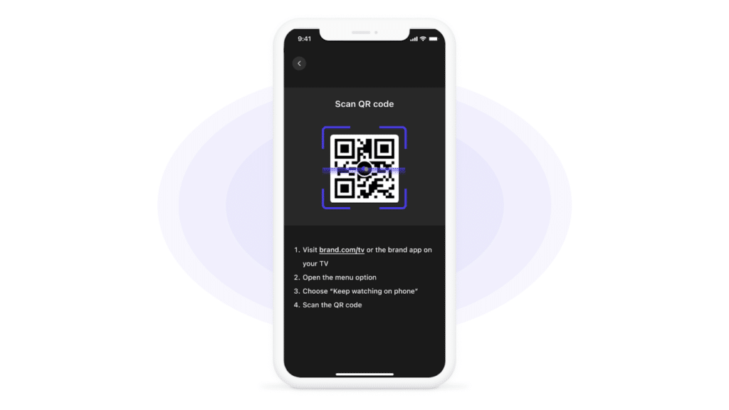 Screenshot of Mobile QR code login screen