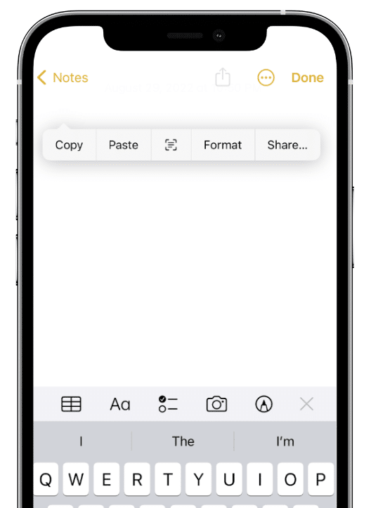 A user prompt within iOS that shows a edit options menu.
